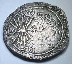 1400's-1500's Ferdinand & Isabella 4 Reales Spanish Silver Columbus Cob Coin