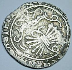 1400s-1500s Ferdinand Isabella Spanish Silver 1 Reales Antique Columbus Cob Coin