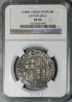 1469 NGC XF 45 Spain Ferdinand Isabella 4 Reales Columbus Cob Coin 20112302C