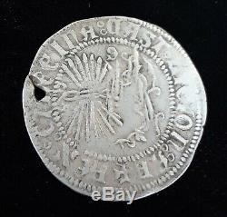 1474-1504 Ferdinand & Isabella Spanish Silver 1 Reale Columbus Cob Coin Spain