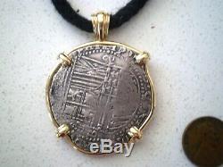 1500 Late Atocha Era Bolivia 8 Reales 8r Dollar Silver Cob Colonial Gold Pendant