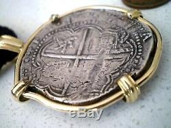 1500 Late Atocha Era Bolivia 8 Reales 8r Dollar Silver Cob Colonial Gold Pendant