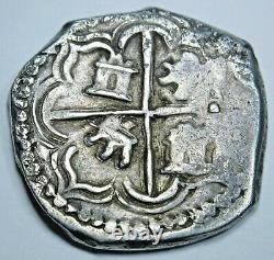 1500's-1600's Bolivia Silver 2 Reales Antique Spanish Colonial Pirate Cob Coin