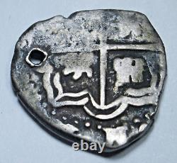 1500's-1600's Clipped Spanish Bolivia Silver 2 Reales Colonial Pirate Cob Coin