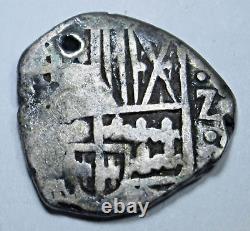 1500's-1600's Clipped Spanish Bolivia Silver 2 Reales Colonial Pirate Cob Coin