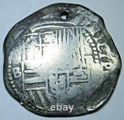 1500's-1600's Holed Spanish Bolivia Silver 2 Reales Colonial Pirate Cob Coin