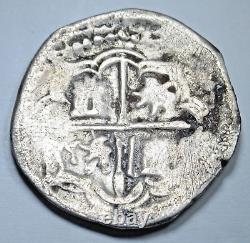 1500's-1600's Spanish Bolivia Silver 2 Reales Colonial Pirate Treasure Cob Coin