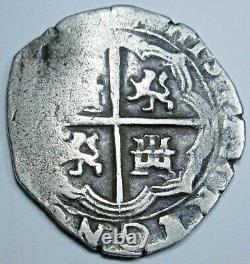 1500's-1600's Spanish Seville B Silver 1 Reales Antique Colonial Pirate Cob Coin
