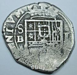 1500's-1600's Spanish Seville B Silver 1 Reales Antique Colonial Pirate Cob Coin