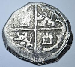 1500's-1600's Spanish Silver 2 Reales Genuine Antique Colonial Pirate Cob Coin