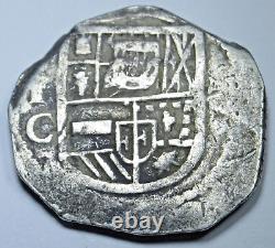 1500's-1600's Spanish Silver 2 Reales Genuine Antique Colonial Pirate Cob Coin