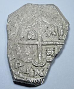 1500's-1600's Spanish Silver 2 Reales Genuine Pirate Treasure Cob Cross 2R Coin