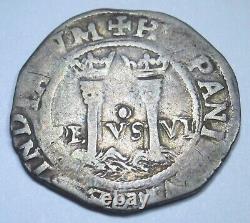 1500's Carlos & Johanna Mexico Silver 1 Reales Antique Colonial Pirate Cob Coin