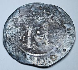 1500's Charles & Joanna Mexico Silver 1 Reales Antique Colonial Pirate Cob Coin