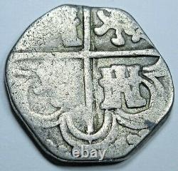 1500's Clipped Spanish Sevilla Silver 2 Reales Antique Philip II Pirate Cob Coin
