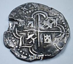 1500's P-B Philip II Spanish Bolivia Silver 2 Reales Colonial Pirate Cob Coin