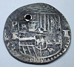 1500's P-R Philip II Spanish Bolivia Silver 1 Reales Colonial Pirate Cob Coin
