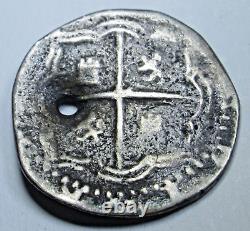 1500's P-R Philip II Spanish Bolivia Silver 1 Reales Colonial Pirate Cob Coin