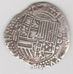 1500's P o D Peru Philip II Silver 2 Reales Diego De La Torre Spanish Cob Coin