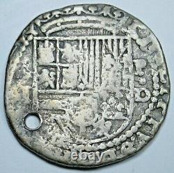 1500's P o D Philip II Peru Silver 1 Reales Diego De La Torre Spanish Cob Coin