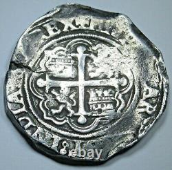 1500's Philip II Mexico Silver 4 Reales Antique Spanish Colonial Pirate Cob Coin