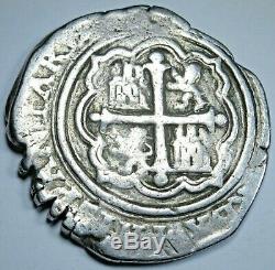 1500's Philip II Mexico Silver 4 Reales Antique Spanish Colonial Pirate Cob Coin