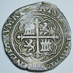1500's Philip II Spanish Mexico Silver 1 Reales Antique Colonial Pirate Cob Coin