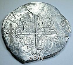 1500's Philip II Spanish Silver 8 Reales Eight Real Old Colonial Dollar Cob Coin