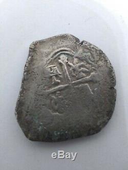 1500's Shipwreck Spanish Mexico Silver 8 Reales Eight Real Old Pirate Cob Coin