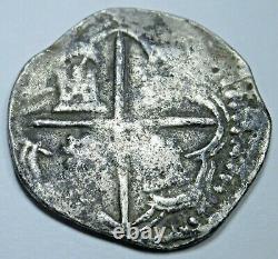1500's Spanish Bolivia Silver 1 Reales Genuine Antique Colonial Pirate Cob Coin