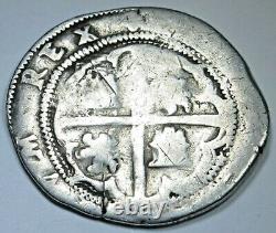 1500's Spanish Bolivia Silver 2 Reales Genuine Antique Colonial Pirate Cob Coin
