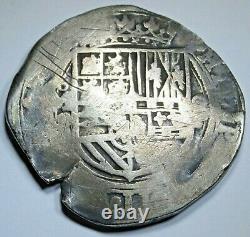 1500's Spanish Mexico Silver 8 Reales Philip II Colonial Dollar Pirate Cob Coin