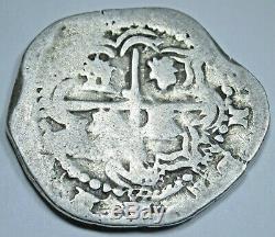 1500's Spanish Potosi R Silver 2 Reales Piece of 8 Real Antique Two Bit Cob Coin