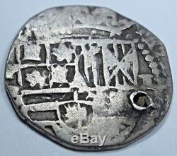 1500's Spanish Silver 1 Real Cob Piece of 8 Coin Colonial Pirate Treasure Coin