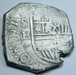 1500's Spanish Silver 2 Reales Cob Piece of 8 Real Colonial Era Treasure Coin