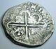 1500's Spanish Silver 2 Reales Cob Piece of 8 Real Colonial Pirate Treasure Coin