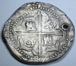 1500's Spanish Silver 2 Reales Cob Piece of 8 Real Colonial Pirate Treasure Coin