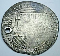 1500's Spanish Silver 2 Reales Genuine Antique Colonial Two Bits Pirate Cob Coin