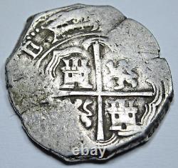 1500's Spanish Silver 2 Reales Genuine Antique Pirate Treasure Cob Cross Coin