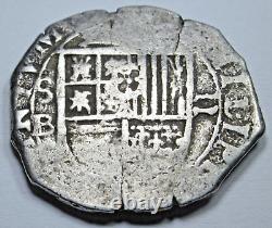 1500's Spanish Silver 2 Reales Genuine Antique Pirate Treasure Cob Cross Coin