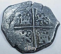 1500's Spanish Silver 2 Reales Piece of 8 Real Cob Colonial Pirate Treasure Coin
