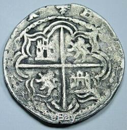1500's Spanish Silver 2 Reales Piece of 8 Real Colonial Pirate Treasure Cob Coin