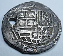 1500's Spanish Silver 2 Reales Piece of 8 Real Colonial Two Bits Cob Pirate Coin
