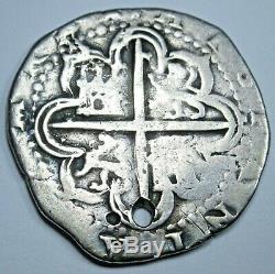 1500's Spanish Silver 2 Reales Piece of 8 Real Two Bit Pirate Treasure Cob Coin