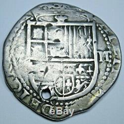1500's Spanish Silver 2 Reales Piece of 8 Real Two Bit Pirate Treasure Cob Coin