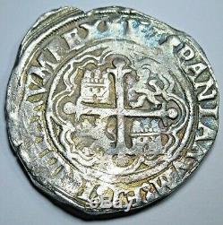 1500's Spanish Silver 4 Reales Piece of 8 Real Colonial Pirate Treasure Cob Coin
