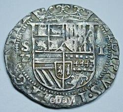 1500's XF-AU Philip II Spanish Silver 1 Reales Genuine Colonial Pirate Cob Coin