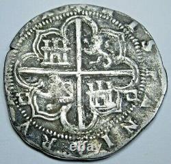 1500s Philip II Spanish Seville Silver 1 Reales Antique Colonial Pirate Cob Coin