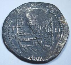 1500s Philip II Spanish Toledo Silver 2 Reales Colonial Pirate Treasure Cob Coin