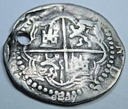 1500s Spanish Silver 1 Real Piece of 8 Reales Colonial Cob Pirate Treasure Coin